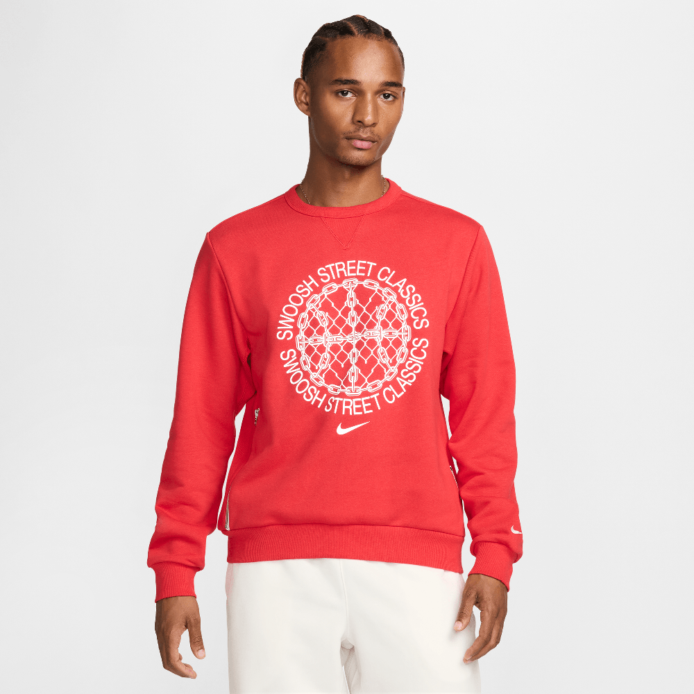 Nike Standard Issue Men's Dri-FIT Basketball Crew-Neck Sweatshirt University Red/Heather/Pale Ivory