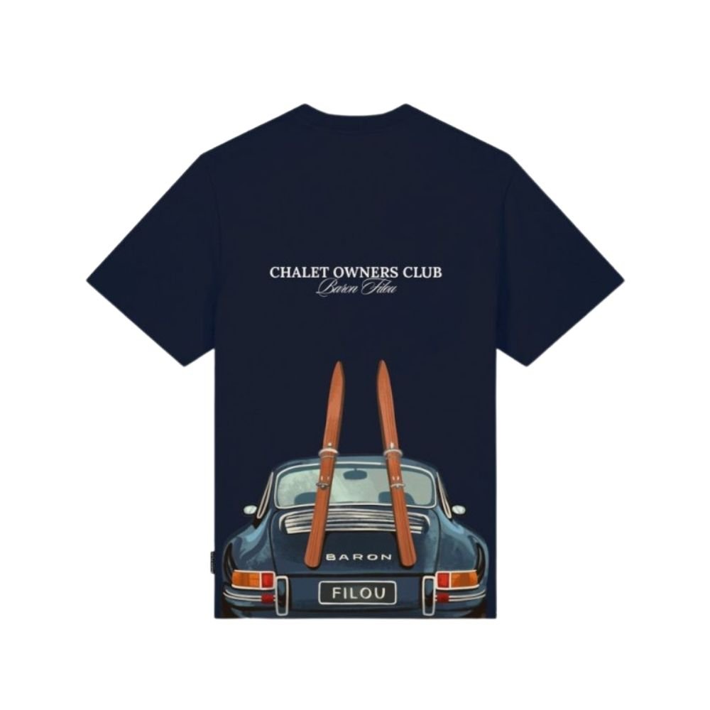 BF Oversized Backprint T-Shirt CAR WITH SKIS - Oxford Blue