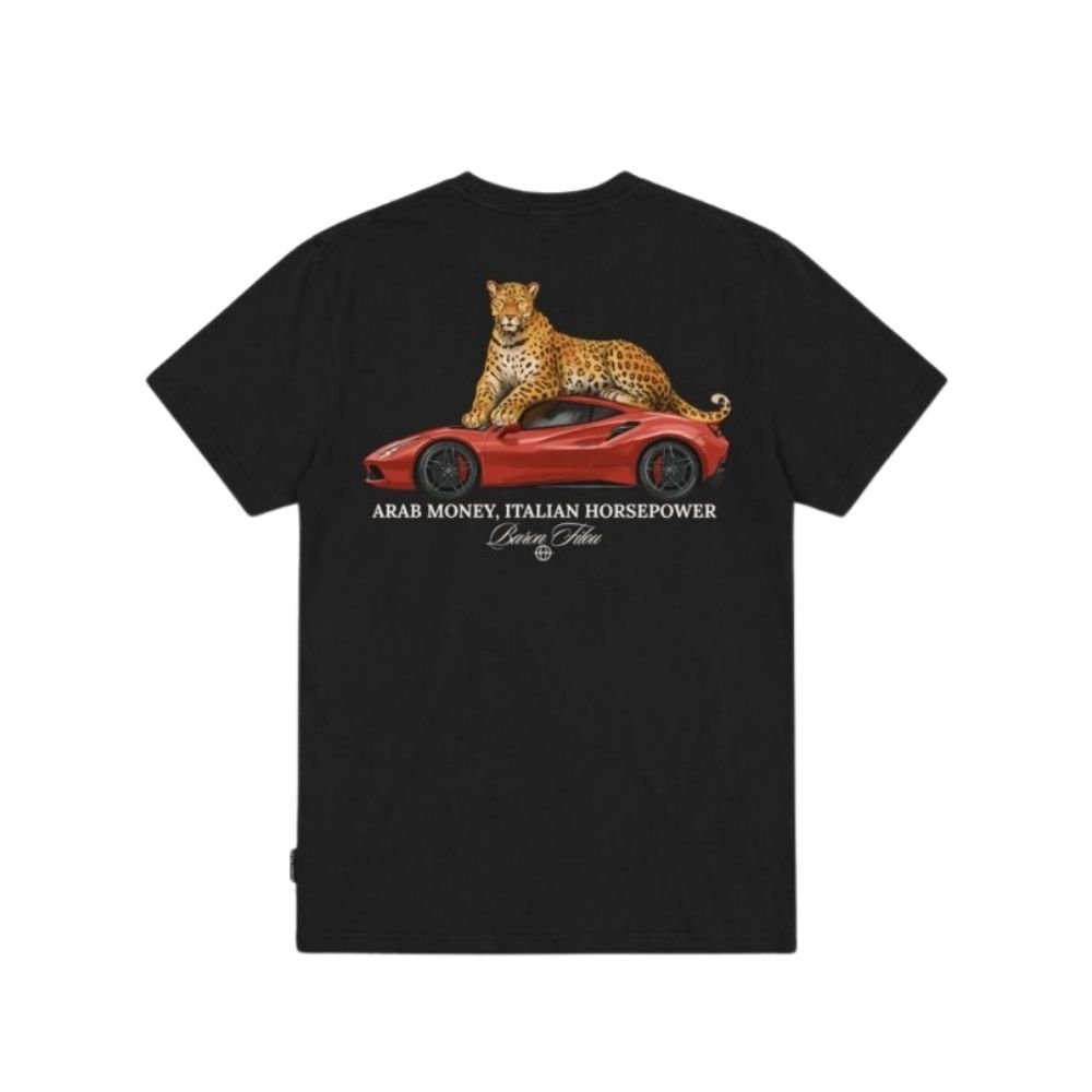 BF Oversized Backprint T-Shirt ARAB MONEY, ITALIAN HORSEPOWER - Black