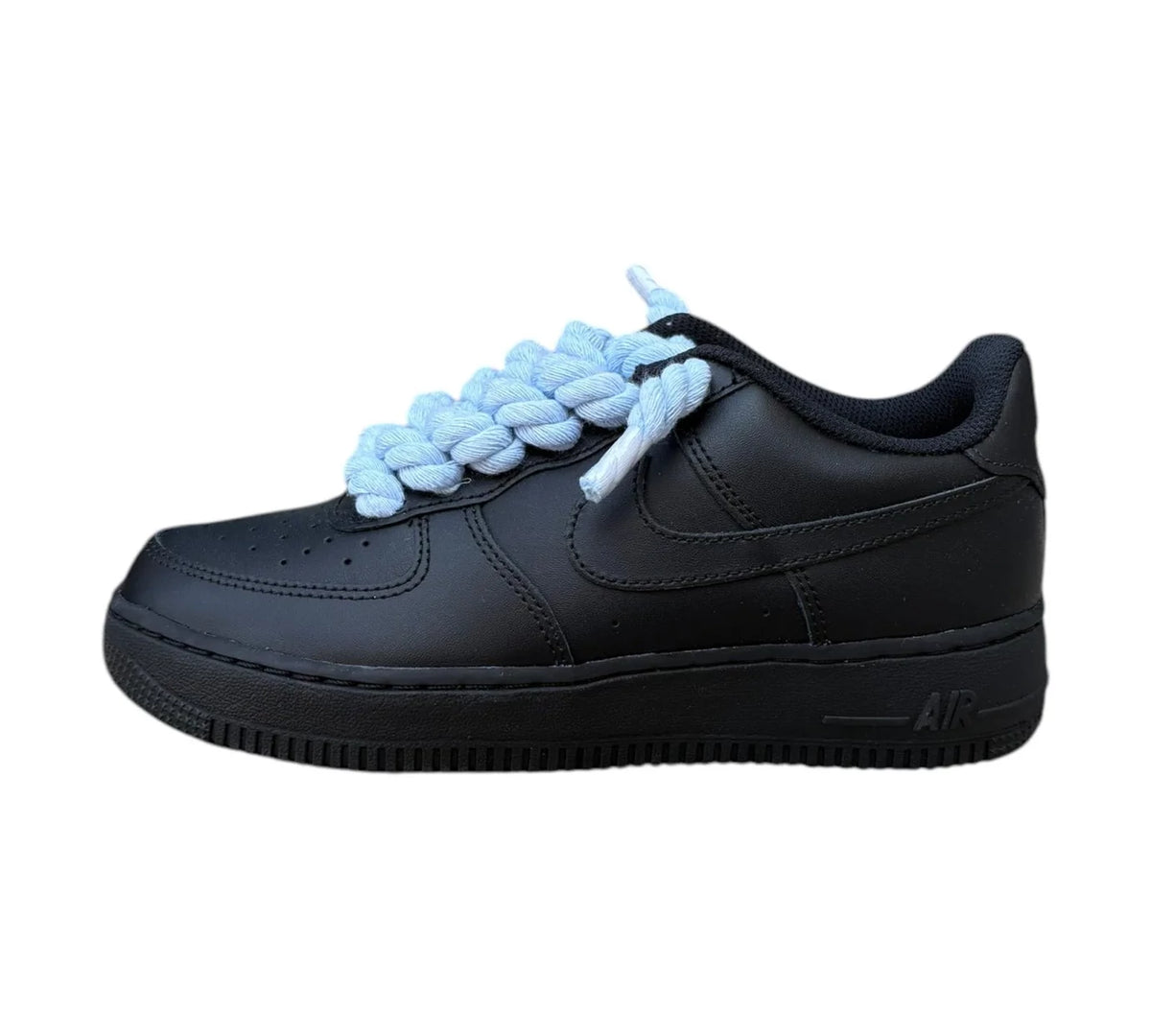 Nike Air Force 1 Low '07 Black Baby Blue Rope Lace