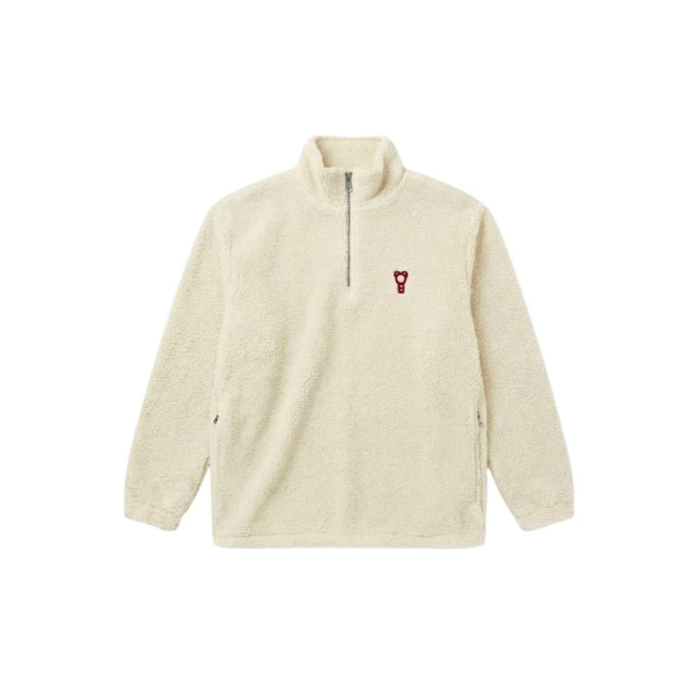BF Signature Embroidered Half-Zip Fleece Pullover - Off-White