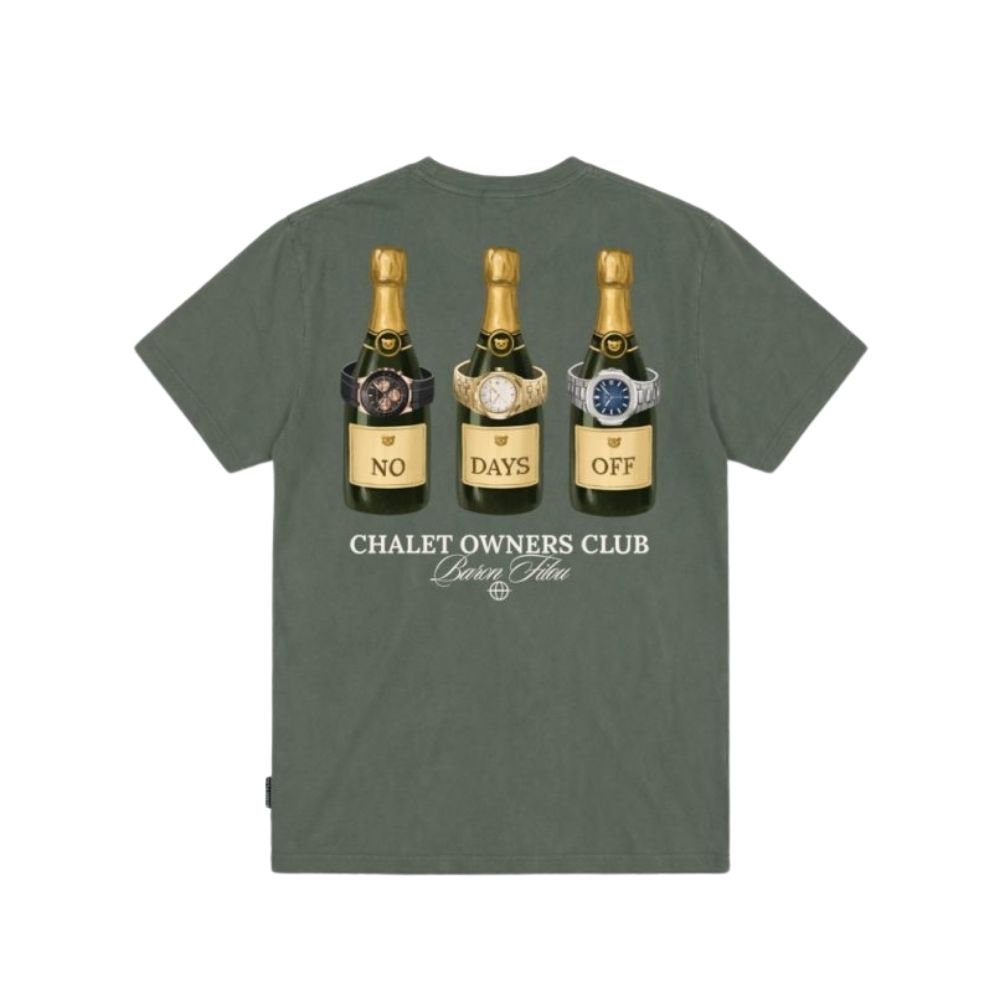 BF Oversized Backprint T-Shirt BOTTLES AND WATCHES - Olive Green
